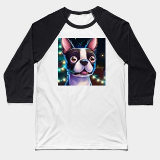 Cute Boston Terrier Drawing Baseball T-Shirt